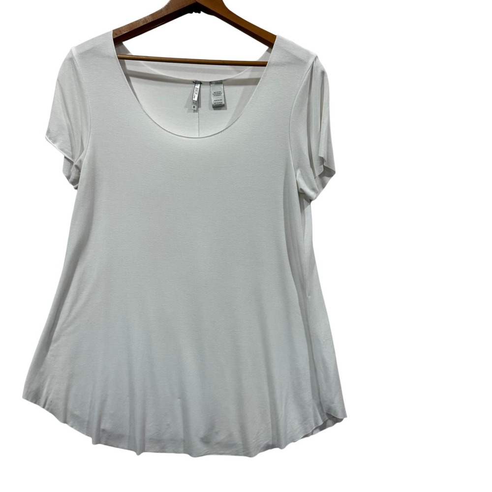 BKE core White Bamboo Rayon Scoop Neck Short Sleeve‎ Top BKCR15081 Small